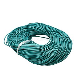 Cowhide Leather Cord, Leather Jewelry Cord, Jewelry DIY Making Material, Round, Dyed, Dark Turquoise, 2mm(WL-2MM-A26)