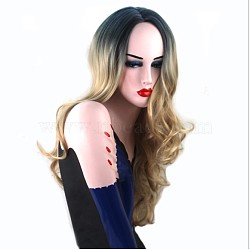 25.6 inch(65cm) Long Wavy Synthetic Wigs, Daily Party Heat Resistant Wigs, Blonde, 25.6 inch(65cm)(OHAR-L010-016A)