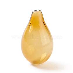 Handmade Blown Glass Bottles, for Glass Vial Pendants Making, Teardrop, Gold, 30~32x18.5~19mm, Hole: 2~3.5mm(GLAA-B005-03B)