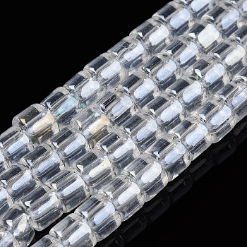 Transparent Glass Bead Strands, Column, Clear, 5~5.5x4~4.5mm, Hole: 1.4mm, about 95~99pcs/strand, 15.28 inch~39.3 inch(38.8~39.3cm)