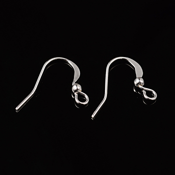 Silver Color Plated Brass Earring Hooks, with Bead Charms and Horizontal Loop, Lead Free, 15mm, Hole: 2mm