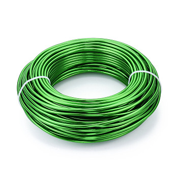 Round Aluminum Wire, Bendable Metal Craft Wire, for DIY Jewelry Craft Making, Green, 9 Gauge, 3.0mm, 25m/500g(82 Feet/500g)