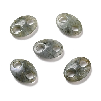 Natural Labradorite Connector Charms, Pig Nose, 25x18x6.5mm, Hole: 6mm