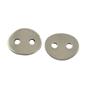 Stainless Steel Buttons, 2-Hole, Oval, Stainless Steel Color, 14x12x2mm, Hole: 2mm