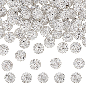 60Pcs Polymer Clay Rhinestone Beads, Grade A, Round, Crystal, PP15(2.1~2.2mm), 12mm, Hole: 2mm