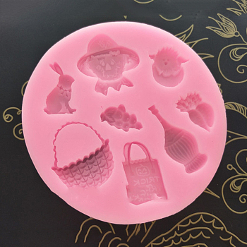 Food Grade Silicone Molds, Fondant Molds, For DIY Cake Decoration, Chocolate, Candy, UV Resin & Epoxy Resin Jewelry Making, Mixed Shapes, Pink, 85x10mm