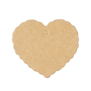 100Pcs Blank Kraft Paper Gift Tags, Wavy Love Shape, BurlyWood, 5.35x5.95x0.05cm, Hole: 4mm