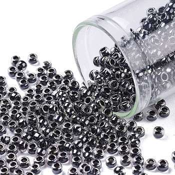 TOHO Round Seed Beads, Japanese Seed Beads, (344) Inside Color Crystal/Black, 8/0, 3mm, Hole: 1mm, about 222pcs/10g