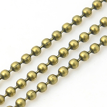 Iron Ball Chains, Beads Chain, Soldered, with Spool, Lead Free & Cadmium Free & Nickel Free, Antique Bronze, 1.5mm, about 32.8 Feet(10m)/roll