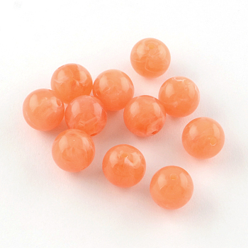 Round Imitation Gemstone Acrylic Beads, Light Salmon, 6mm, Hole: 1.5mm, about 4100pcs/500g
