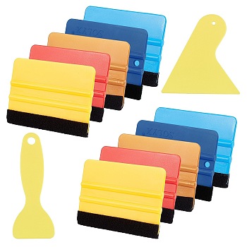 Olycraft 12Pcs 6 Style Plastic Squeegee & Putty Knife Set, for Spackling, Cleaning Tools, Mixed Color, 72~96x48~99x1.2~7mm, 2pcs/style