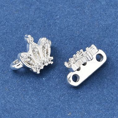 Brass Micro Pave Clear Cubic Zirconia 2-Loop Crown Spacer Bars(KK-C258-16S)-2