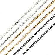 3 Colors 304 Stainless Steel Venetian Chains, Box Chain, Unwelded, with Card Paper, Mixed Color, 4x2x1mm, 6.56 Feet(2m)/color, 19.68 Feet(6m)/set(CHS-YS0001-03)