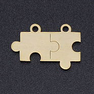 201 Stainless Steel Links connectors, Laser Cut, Puzzle, Golden, 13x19x1mm, Hole: 1.5mm(STAS-S105-T931-2)