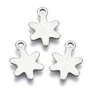 Non-Tarnish 201 Stainless Steel Charms, Laser Cut, Stamping Blank Tag, Flower, Stainless Steel Color, 14x10x0.7mm, Hole: 1.6mm(STAS-R116-033)