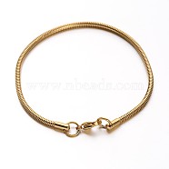 304 Stainless Steel Snake Chains Bracelets, with Lobster Claw Clasps, Golden, 7-1/2 inch~7-5/8 inch(190~195mm), 2.5mm(BJEW-O091-06G)