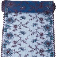 3 Yards Flower Wavy Edge Lace Trim, for Garment Decoration, Midnight Blue, 9-7/8 inch(250mm)(OCOR-GF0002-70)