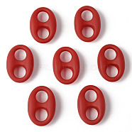 Rubberized Style Acrylic Links Connectors, Oval, Red, 32.5x22x10mm, Hole: 10x9.5mm(OACR-N011-014A)