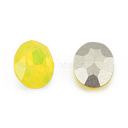 K9 Glass Rhinestone Cabochons, Pointed Back & Back Plated, Faceted, Oval, Citrine, 10x8x4mm(MRMJ-N029-09-01)