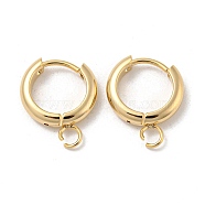 201 Stainless Steel Huggie Hoop Earring Findings, with Horizontal Loop and 316 Surgical Stainless Steel Pin, Real 24K Gold Plated, 11x3mm, Hole: 2.5mm, Pin: 1mm(STAS-P283-01X-G)