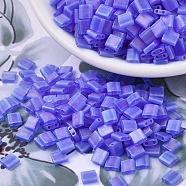 MIYUKI TILA Beads, Japanese Seed Beads, 2-Hole, (TL150FR) Matte Transparent Sapphire Blue AB, 5x5x1.9mm, Hole: 0.8mm, about 590pcs/50g(SEED-X0054-TL0150FR)