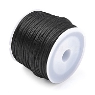 30M Nylon Rattail Satin Cord, Beading String, for Chinese Knotting, Jewelry Making, Black, 1mm, about 32.81 Yards(30m)/Roll(NWIR-YW0001-04-02)
