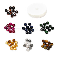 DIY Stretch Bracelet Making Kits, 60Pcs 6 Colors Natural Tiger Eye Beads, 10Pcs Hawk's Eye Beads and Elastic Crystal Thread, 8mm, Hole: 1mm, 60pcs/set(DIY-SZ0004-28)