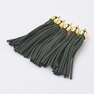 Faux Suede Tassel Pendant Decorations, with CCB Plastic Cord Ends, Golden, Dark Slate Gray, 84~89x11.5~12mm, Hole: 2.5mm(FIND-T003-A38)