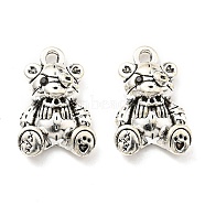 Rack Plating Alloy with Glass Pendants, Lead Free & Cadmium Free, Bear Charm, Antique Silver, 23x15x6mm, Hole: 2.3mm(PALLOY-K010-44AS)