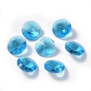Glass Charms, Faceted, Cone, Deep Sky Blue, 14x7mm, Hole: 1mm(RGLA-L026-C02)