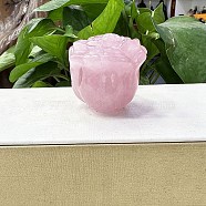 Natural Rose Quartz Carved Healing Rose Figurines, Reiki Energy Stone Display Decorations, 50mm(PW-WG56826-02)