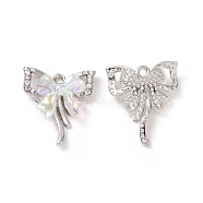 Alloy Pendants, with Crystal Rhinestone and Plastic, Bowknot, Platinum, 19x16x4.5mm, Hole: 1.5mm(FIND-I020-03P)