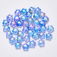 Spray Painted Glass Beads, Star, Colorful, 8x8.5x4mm, Hole: 1mm(GLAA-R211-04-F04)