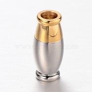 Barrel 304 Stainless Steel Magnetic Clasps with Glue-in Ends, Golden & Stainless Steel Color, 14x6.5mm, Hole: 3mm(STAS-I045-15)