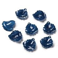 Acrylic Pendants, Leaf, Marine Blue, 25~26x23~24x4~6mm, Hole: 1~1.5mm(SACR-C002-40A)
