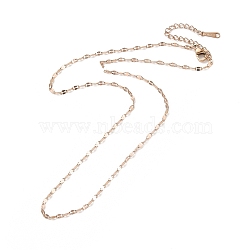 Ion Plating(IP) 304 Stainless Steel Dapped Chain Necklace for Men Women, Rose Gold, 15.51 inch(39.4cm)(NJEW-E076-02RG)