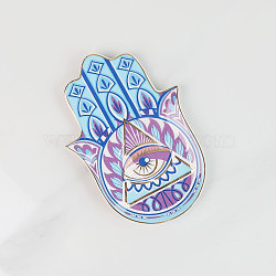 Hamsa Hand/Hand of Miriam with Evil Eye Ceramic Jewelry Plate, Storage Tray for Rings, Necklaces, Earring, Colorful, 160x115mm(WG72491-08)