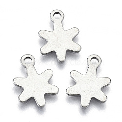 201 Stainless Steel Charms, Laser Cut, Stamping Blank Tag, Flower, Stainless Steel Color, 14x10x0.7mm, Hole: 1.6mm(STAS-R116-033)