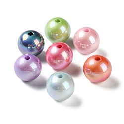 UV Plating Acrylic Beads, Round, Mixed Color, 16x15mm, Hole: 3mm(X-MACR-D029-22B)