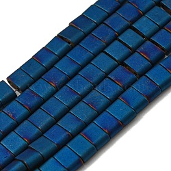 Electroplated Non-magnetic Synthetic Hematite Beads Strands, Rectangle, Matte Style, 2-Hole, Blue, 6x4x3mm, Hole: 1.2mm, about 99pcs/strand, 15.55 inch(39.5cm)(G-C106-B01-07B)
