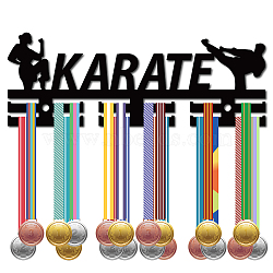 Acrylic Medal Holder, Medals Display Hanger Rack, with Standoff Pins, Medal Holder Frame, Karate Pattern, 105x290x10mm, Hole: 8mm(AJEW-WH0296-035)