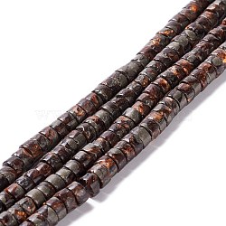 Assembled Synthetic Bronzite and Pyrite Beads Stands, Heishi Beads, Flat Round/Disc, 6x3mm, Hole: 0.8mm, about 117pcs/strand, 15.94 inch(40.5cm)(G-I318-04A)