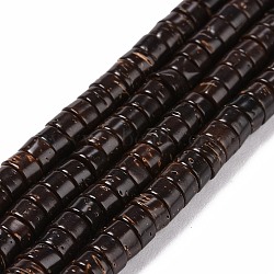 Coconut Beads Strands, Heishi Beads, Flat Round, Coconut Brown, 5x3mm, Hole: 1mm, about 111pcs/strand, 12.99''(33cm)(COCB-D0002-11)