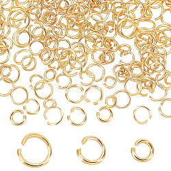 300Pcs 3 Styles Rack Plating Brass Open Jump Rings, Round, Long-Lasting Plated, Real 24K Gold Plated, 4~6x0.8mm, 18~20 Gauge, Inner Diameter: 2.5~4mm, 100pcs/style(KK-BBC0023-05G)