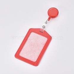 PVC Card Holders, with Reel Round Solid Translucent Pull Buckle, Red, 18.9cm(AJEW-WH0103-07)