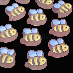Transparent Acrylic Beads, with Enamel, Frosted, Bee, Plum, 23.5x26x9mm, Hole: 3mm(MACR-S374-06B-06)