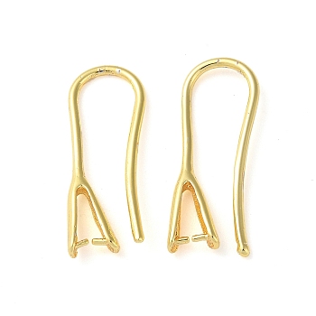 Rack Plating Brass Ear Hooks, Ear Wire with Pinch Bails for Half Drilled Beads, Long-Lasting Plated, Lead Free & Cadmium Free, Golden, 19 Gauge, 21mm, Pin: 0.9mm & 0.6mm(for Half Drilled Beads)