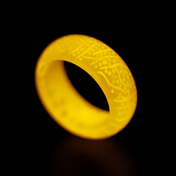 Luminous Glow in the Dark Resin Simple Finger Ring, Gold, US Size 8(18.1mm)