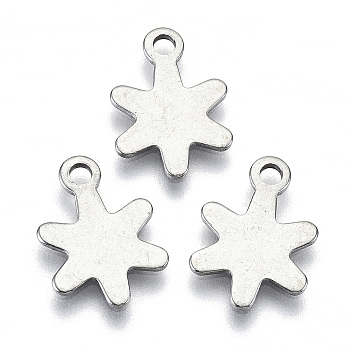 201 Stainless Steel Charms, Laser Cut, Stamping Blank Tag, Flower, Stainless Steel Color, 14x10x0.7mm, Hole: 1.6mm