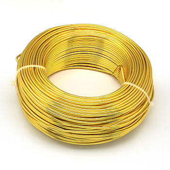 Round Aluminum Wire, Flexible Craft Wire, for Beading Jewelry Doll Craft Making, Gold, 20 Gauge, 0.8mm, 300m/500g(984.2 Feet/500g)